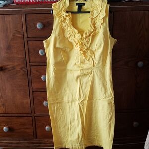 Ashley Stewart Yellow Ruffled Midi Dress